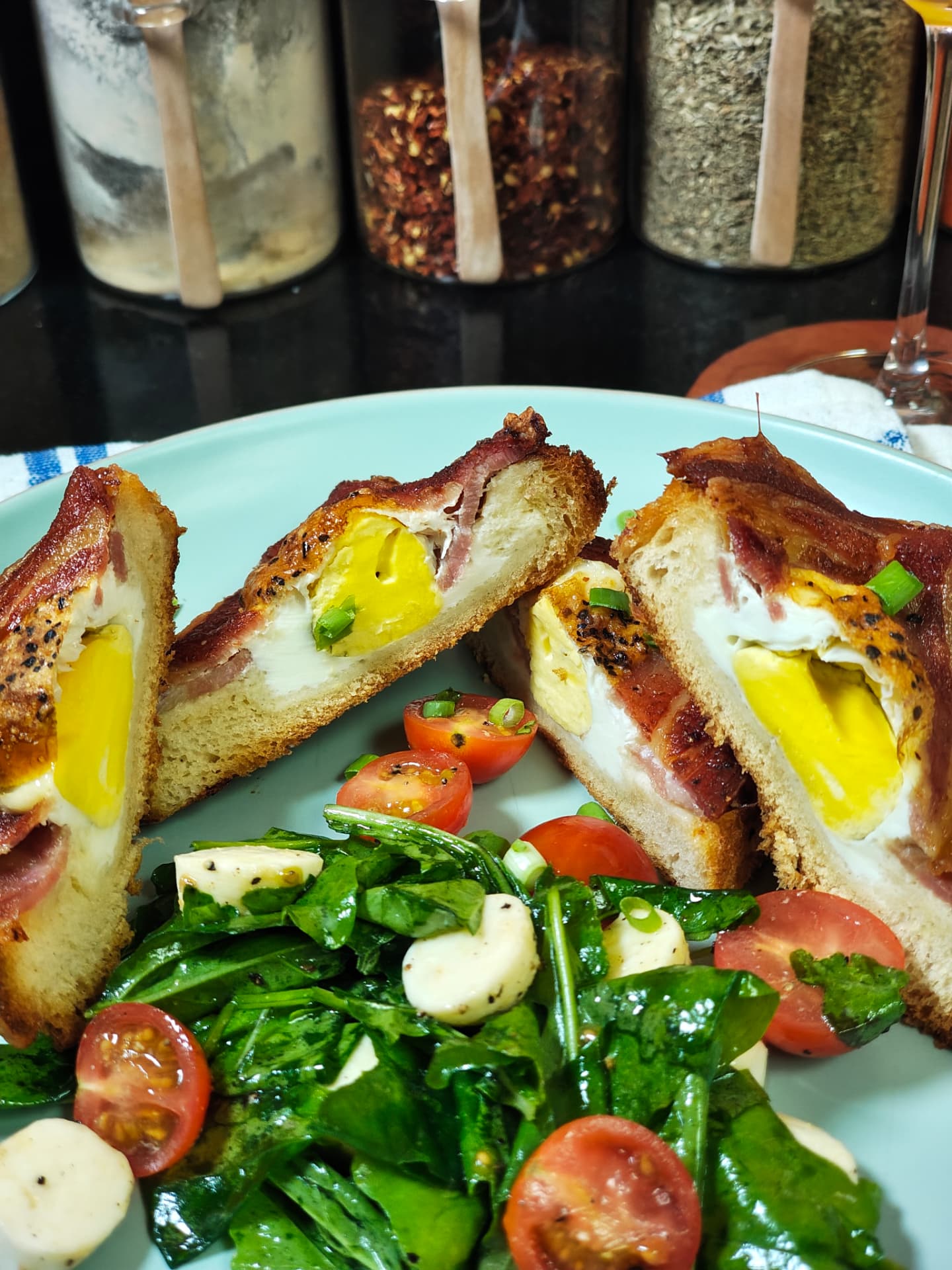 One Pan Air Fryer Bacon & Eggs on Toast