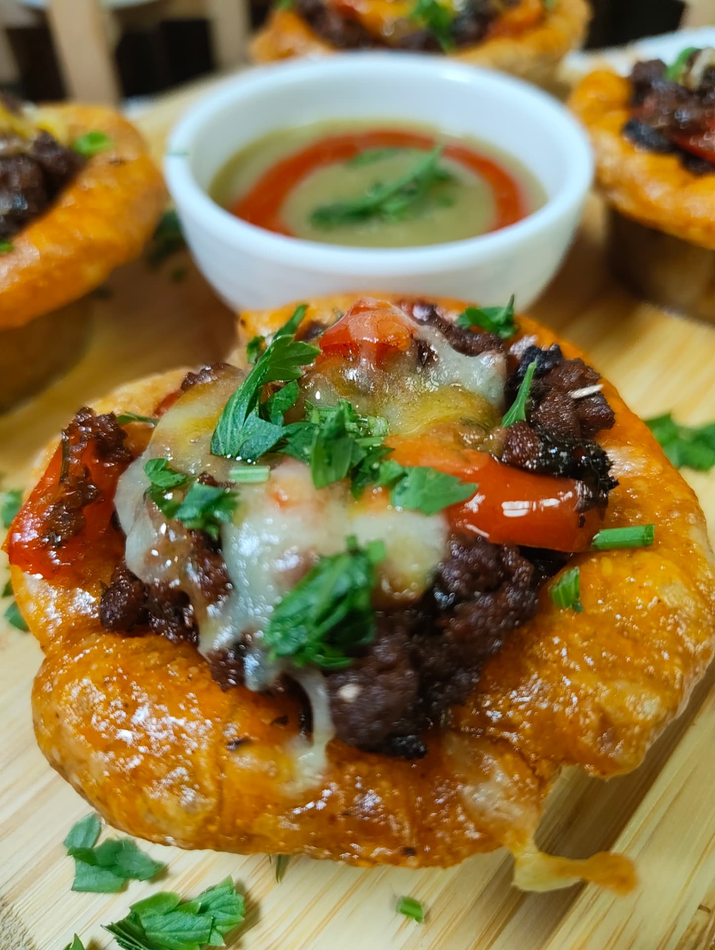Air Fryer Cheesy Beef Pastry Cups
