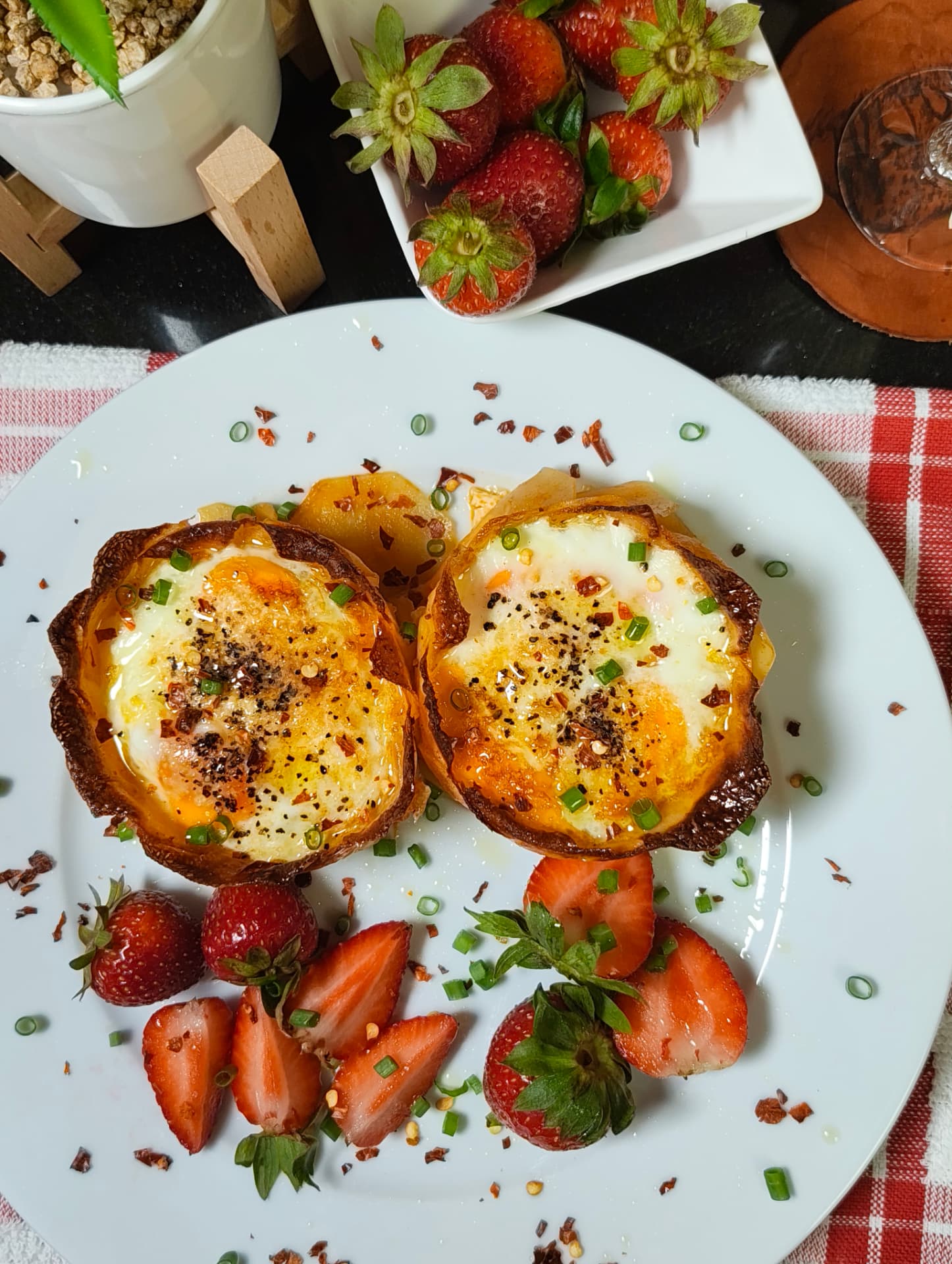 Crispy potato egg nests made in the air fryer for breakfast