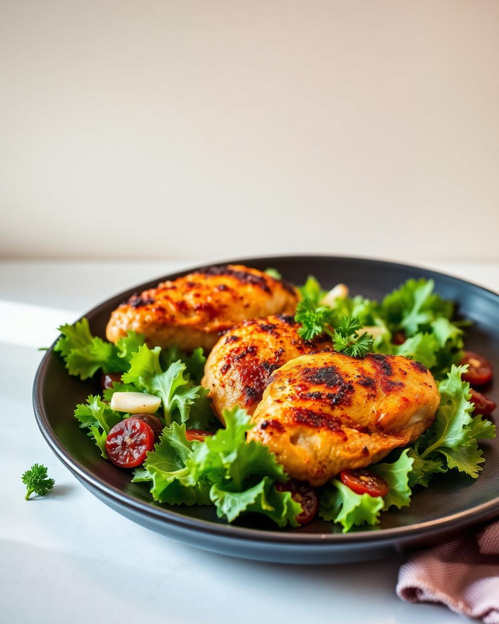 Air Fryer Chicken Thighs with Fresh Salad